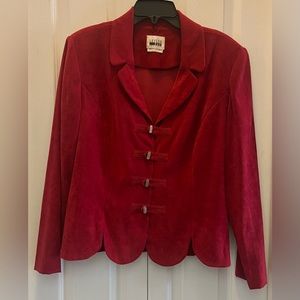 𝅺Vintage Leslie Fay Red Jacket with Ornate Buttons Size 12